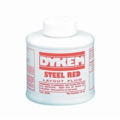 Dykem® STEEL RED® 80396 Layout Fluid, 4 oz Brush-In Cap Bottle, Red, Liquid Form